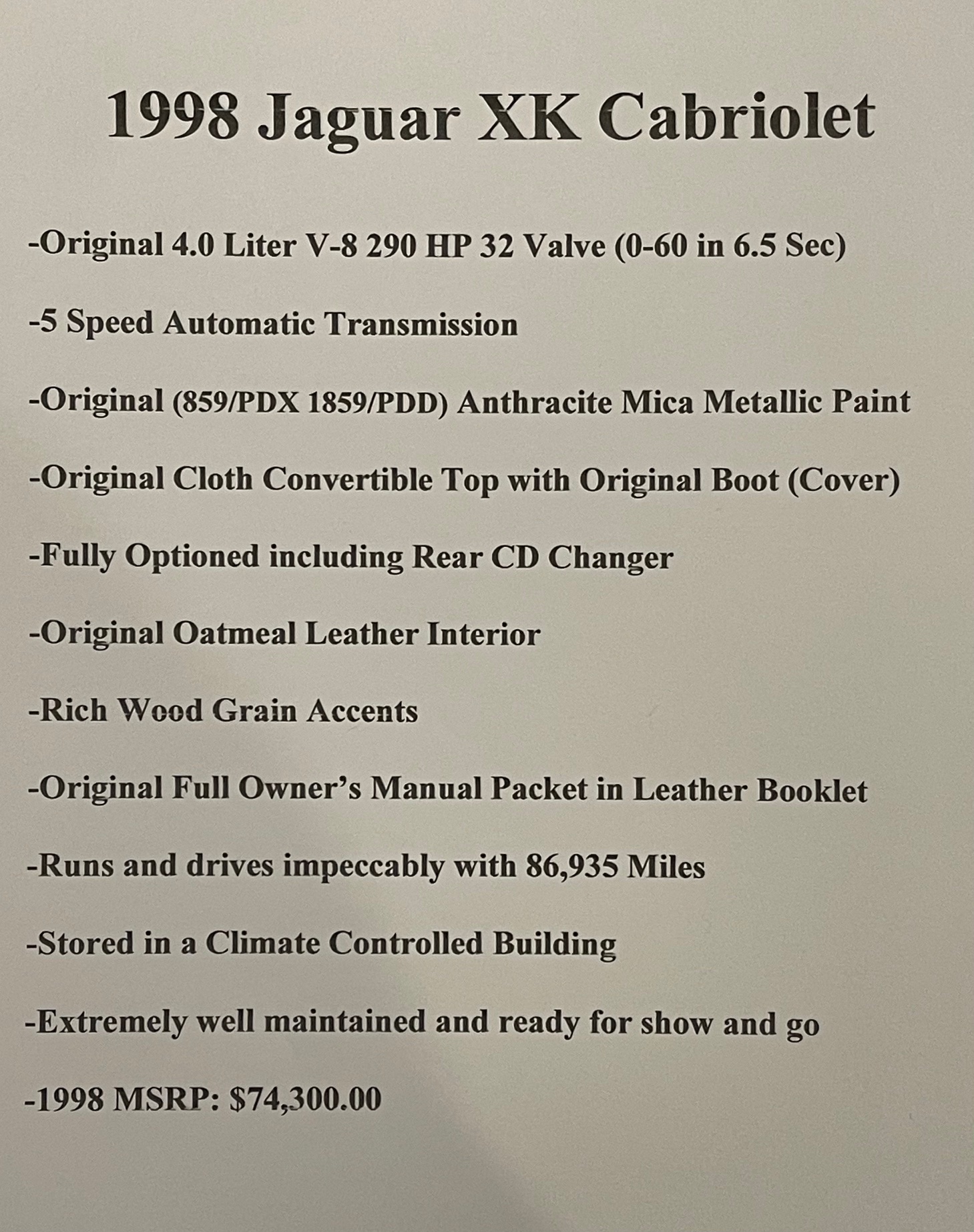 1998 Jaguar XK Cabriolet