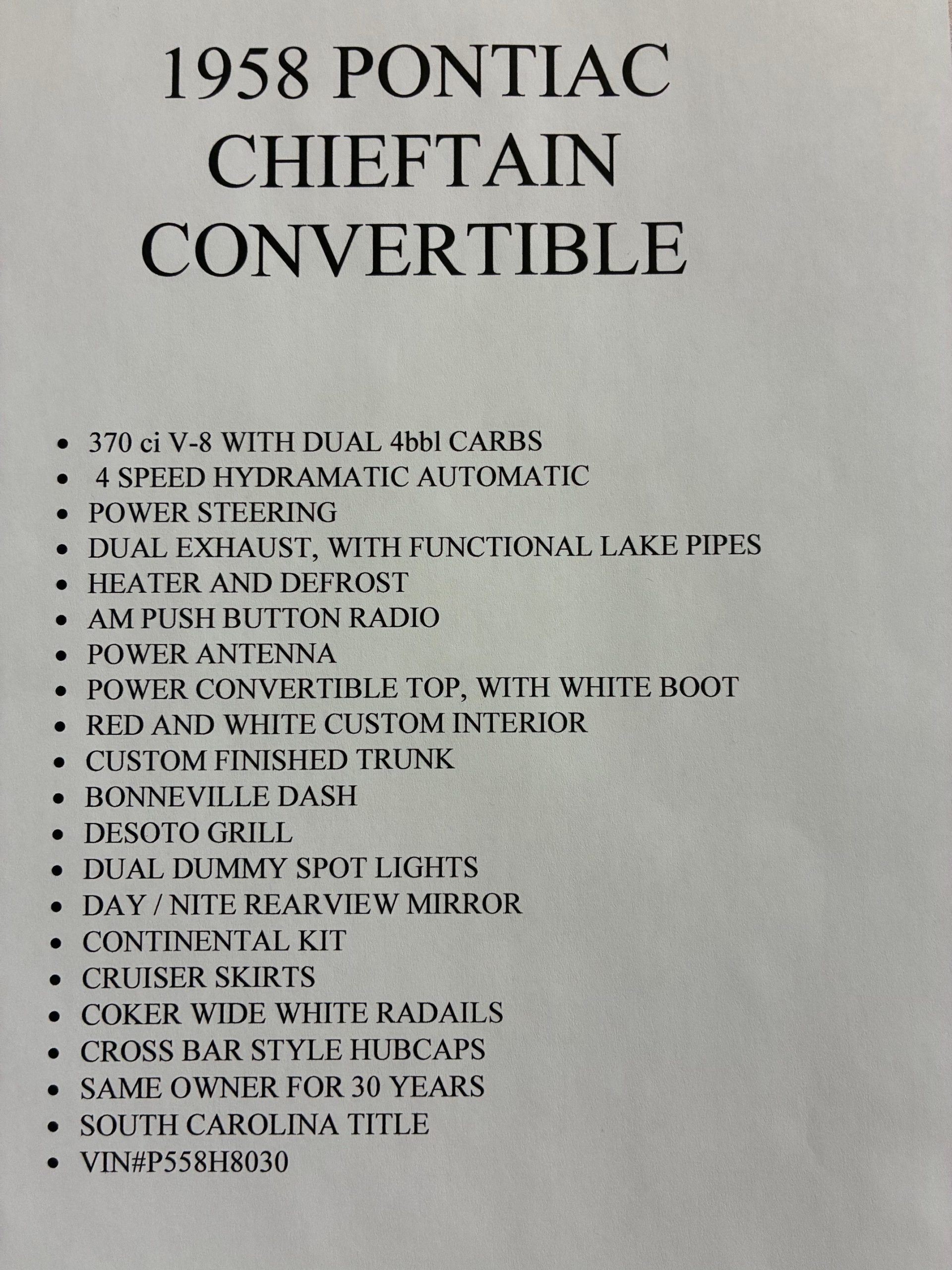 1958 Pontiac Chieftain Convertible